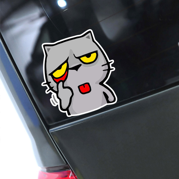 搞笑卡通蓝猫鬼脸趣味反光车贴个性汽车装饰摩托电动车划痕贴纸