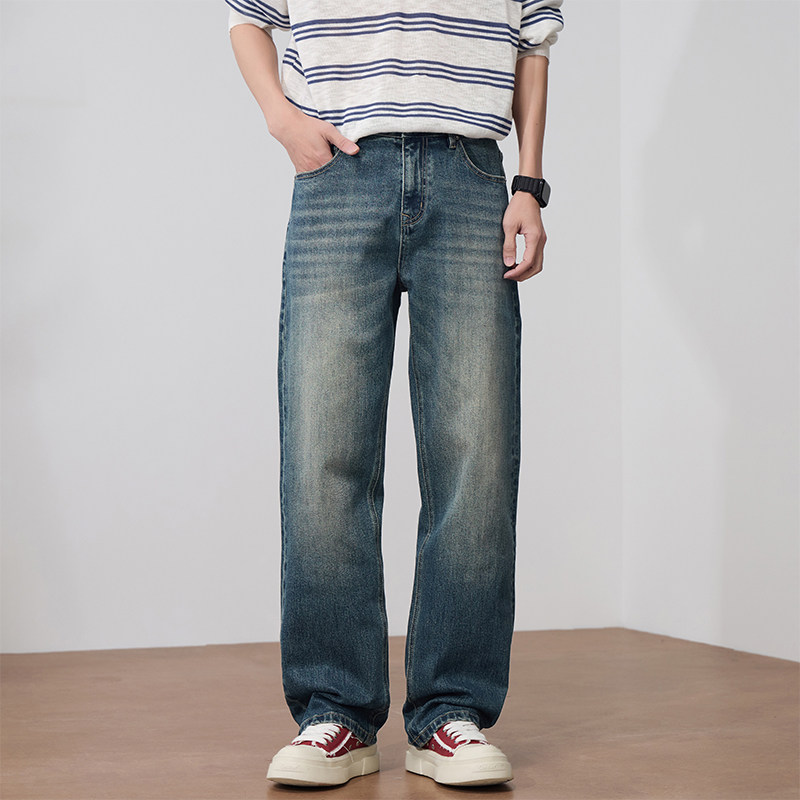 美式水洗牛仔裤男款2026新款春秋款宽松直筒潮牌男生休闲长裤夏季