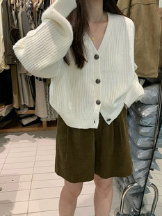 BLUEPOPS羊毛V领毛衣女2023秋冬慵懒风宽松休闲显瘦针织开衫外套