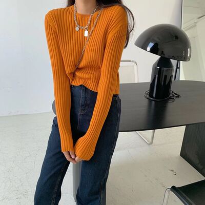 洋气修身打底衫内搭短款长袖毛衣