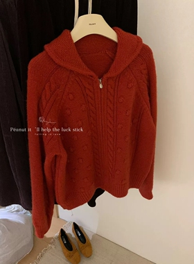 peanut花生家 2025冬季韩系温柔风高品质拉链小翻领开衫毛衣女199