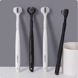 皓牛三面牙刷软毛成人学生男女士3面包裹式三头家庭装独立包装