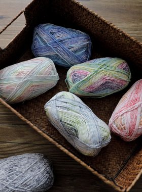 雪妃尔4股萌娃娃牛奶棉毛线喷点染长段染棉纱线玩偶线宝宝棉线