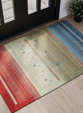 寻由民族风入户门地毯美式波斯复古进门玄关地垫家用防滑丝圈脚垫