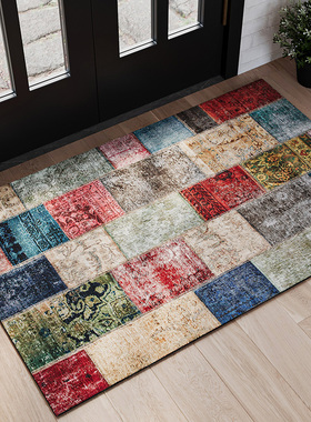寻由民族风入户门地毯古董美式复古进门玄关地垫家用防滑脚垫定制