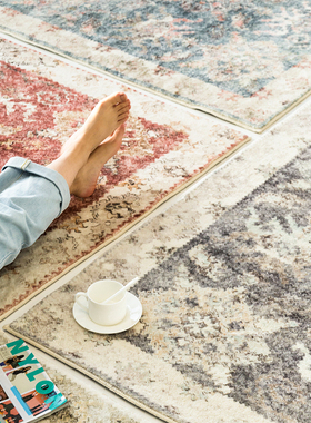 寻由北欧简约现代波斯 古董地毯 客厅茶几毯卧室床边毯美式民族风