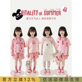 多件套潮 复古牛仔短裤 幼悠女童萌宠乐园系列2025夏季 简约翻领衬衫