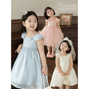 甜美可爱网纱刺绣立体蝴蝶结连衣裙潮 幼悠女童吊带缎面公主裙夏季