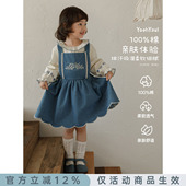 牛仔背带裙儿童森系田园省心套装 复古娃娃领衬衫 新款 幼悠女童春季