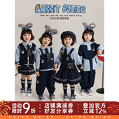 新款 兔子警探套装 娃娃领衬衫 马甲短裙宽松束脚裤 无袖 幼悠女童春季