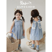 卡通兔耳连衣裙宝宝休闲格子无袖 幼悠女童背心裙2025夏季 新款 裙子