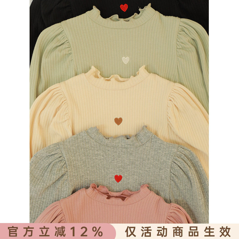 泡泡袖长袖打底衫幼悠简约图片