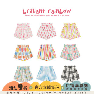 幼悠女童缤纷炫彩数码印花短裤夏季柔软透气清凉自由宽松休闲裤子