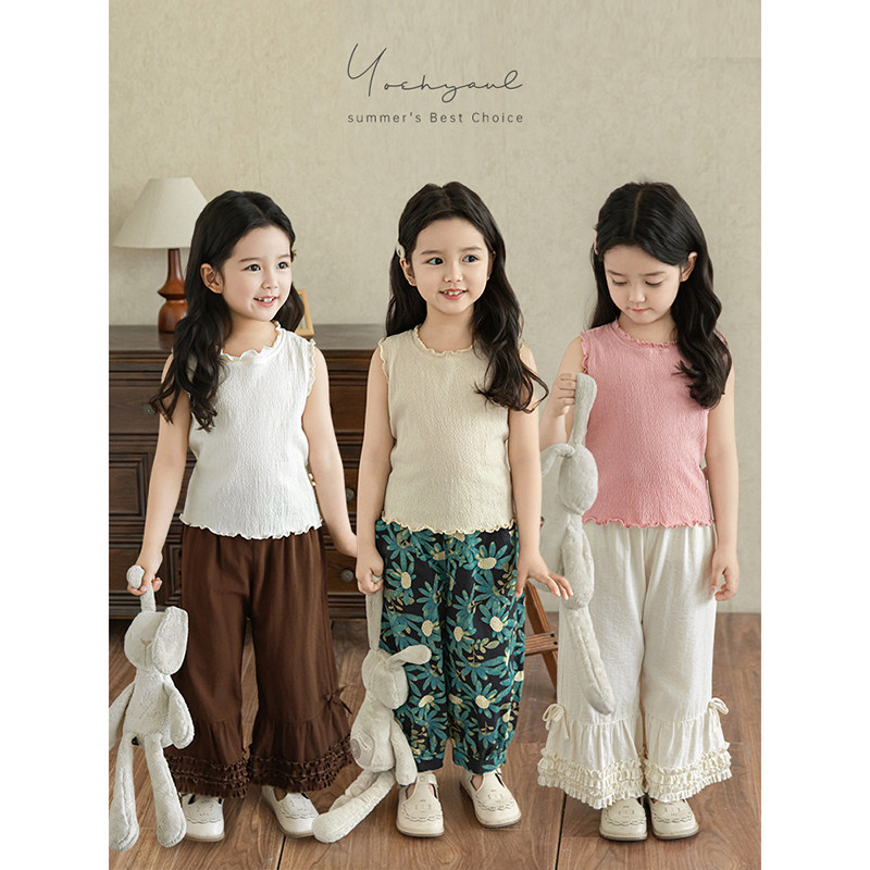 幼悠女童跟色密边花边无袖背心夏季清新甜美Q弹柔软提花针织T恤潮,童装/婴儿装/亲子装,背心吊带,淘宝优惠券,粉丝福利购,淘宝优惠卷