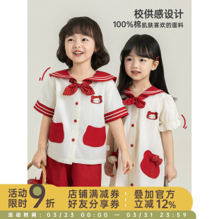 可爱连衣裙清凉学院风套装 幼悠女童夏季 T宽松短裤 海军领短袖 新款