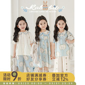 钩花翻领连衣裙镂空花边阔腿裤 木耳花边娃娃衫 子 套装 幼悠女童夏季