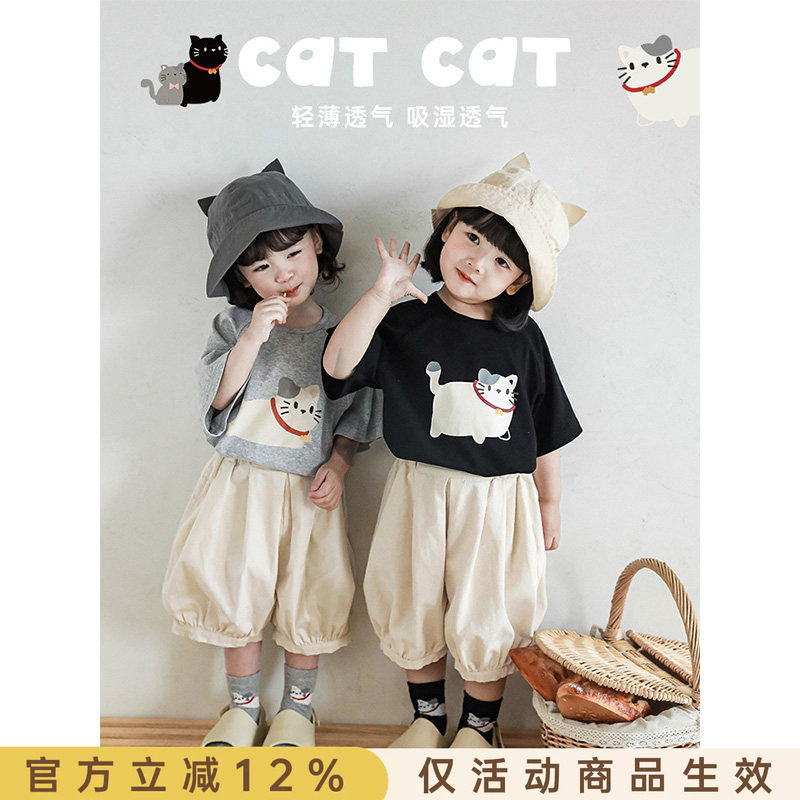 数码印花小猫咪柔软轻薄透气短袖图片