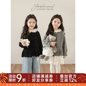 幼悠女童复古文艺小开衫 甜美可爱细腻亲肤罗纹织边休闲上衣潮 春季