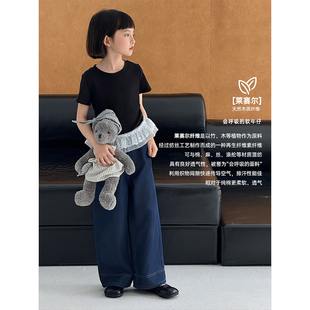 幼悠女大童气质感经典肌理牛仔面料柔软透气不易变形环保女孩裤子