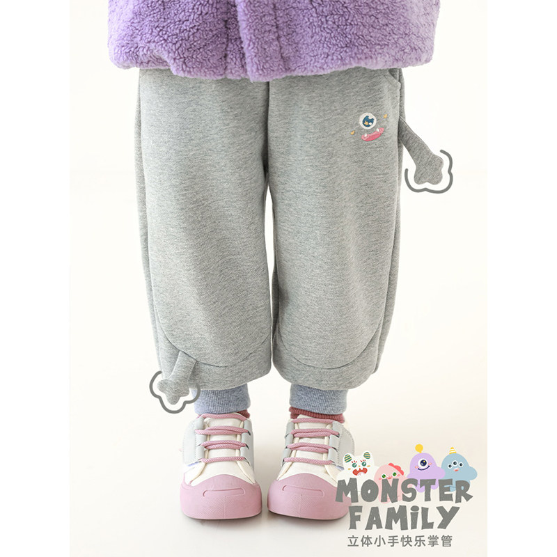 幼悠女童卡通表情卫裤冬季洋气可爱怪兽萌宠绣花防风保暖针织长裤,童装/婴儿装/亲子装,裤子,淘宝优惠券,粉丝福利购,淘宝优惠卷