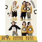 幼悠女童黄色企鹅系列冬季 连帽毛绒外套加绒加厚正肩毛衣多件套潮