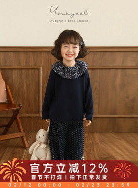 幼悠女童韩系复古打底衫2026春秋洋气可爱防风保暖娃娃领休闲上衣