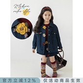 幼悠女童摩登复古风牛仔套装 2026春秋甜美俏皮牛仔外套假两件裙裤