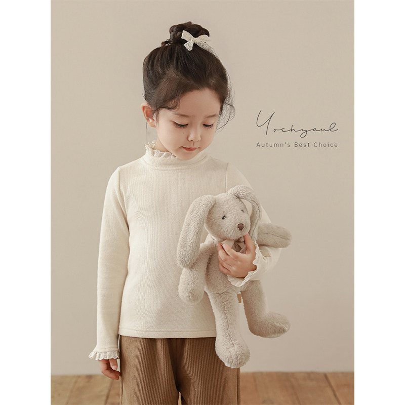 幼悠 女童蕾丝翻领防风保暖打底衫冬季甜蜜可爱弹力亲肤抓毛T恤潮,童装/婴儿装/亲子装,T恤,淘宝优惠券,粉丝福利购,淘宝优惠卷