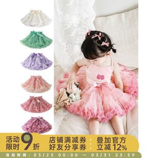幼悠女童网纱半身裙夏季可爱蝴蝶结tutu千层公主裙甜美宝宝蓬松裙