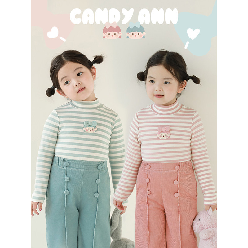 幼悠 女童加绒加厚撞色条纹半高领打底衫2025冬季安安绣标休闲T恤,童装/婴儿装/亲子装,T恤,淘宝优惠券,粉丝福利购,淘宝优惠卷