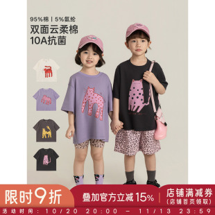 幼悠女童T恤卡通涂鸦印花短袖夏季上衣柔软透气抗菌百搭儿童夏装