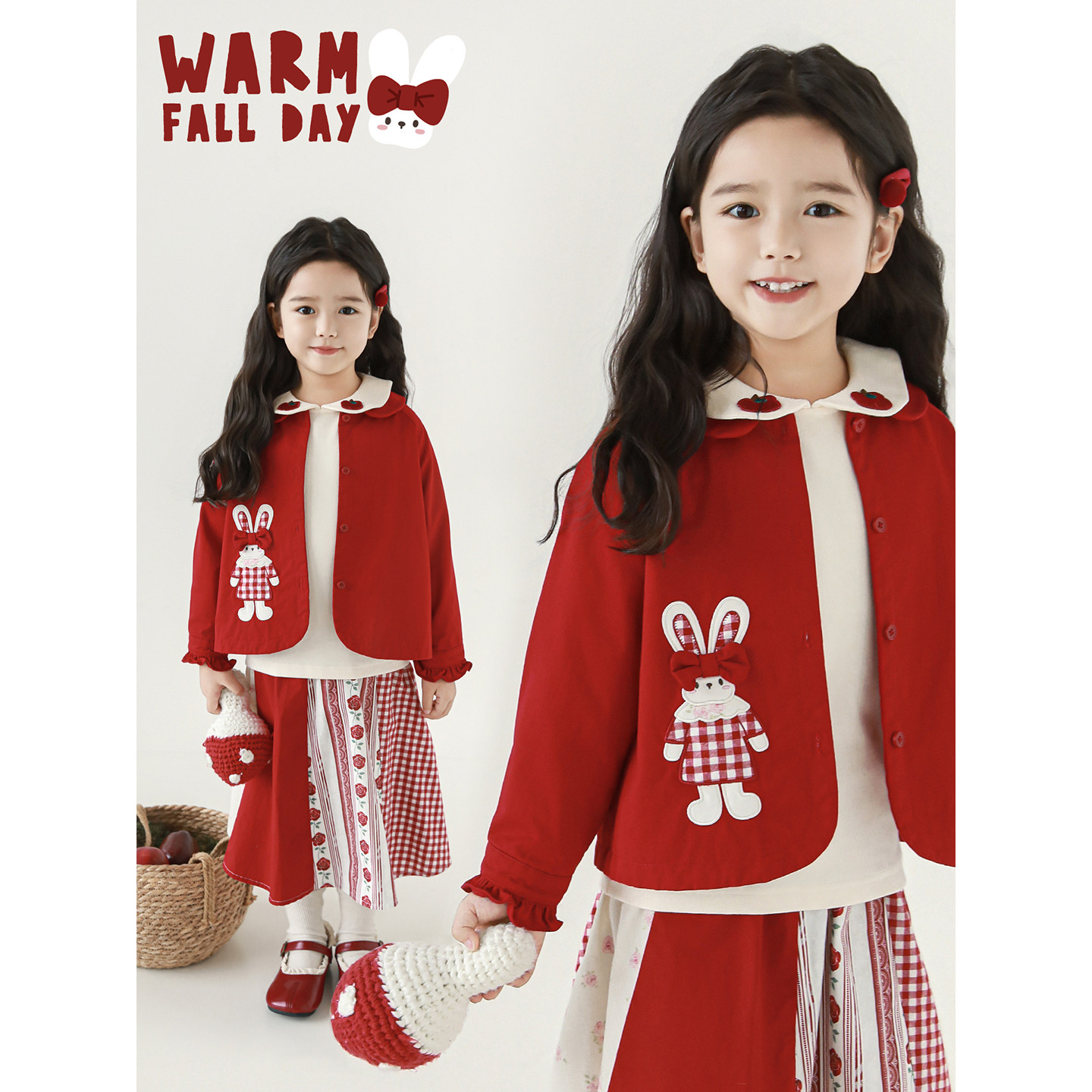 幼悠女童秋季套装儿童兔女孩贴布绣衬衫外套梦幻碎花拼接碎花裙潮,童装/婴儿装/亲子装,套装,淘宝优惠券,粉丝福利购,淘宝优惠卷