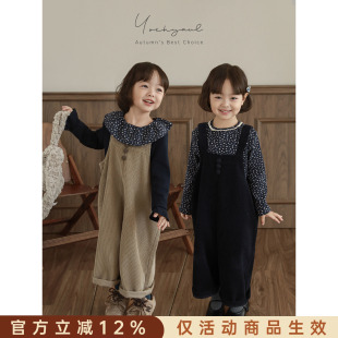 幼悠女童2026新款春秋套装儿童可爱打底衫童装韩系洋气女孩背带裤