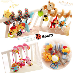sozzy宝宝床绕音乐婴儿推车床挂 拉震挂铃 BB器响纸 床铃安抚玩具