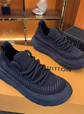 男鞋夏季透气2024新款纯黑色运动跑步鞋休闲网面网鞋防臭厚底潮鞋