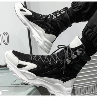 高帮男士 男鞋 工装 靴长筒加绒棉鞋 机车皮靴 马丁靴男款 网红爆款 冬季