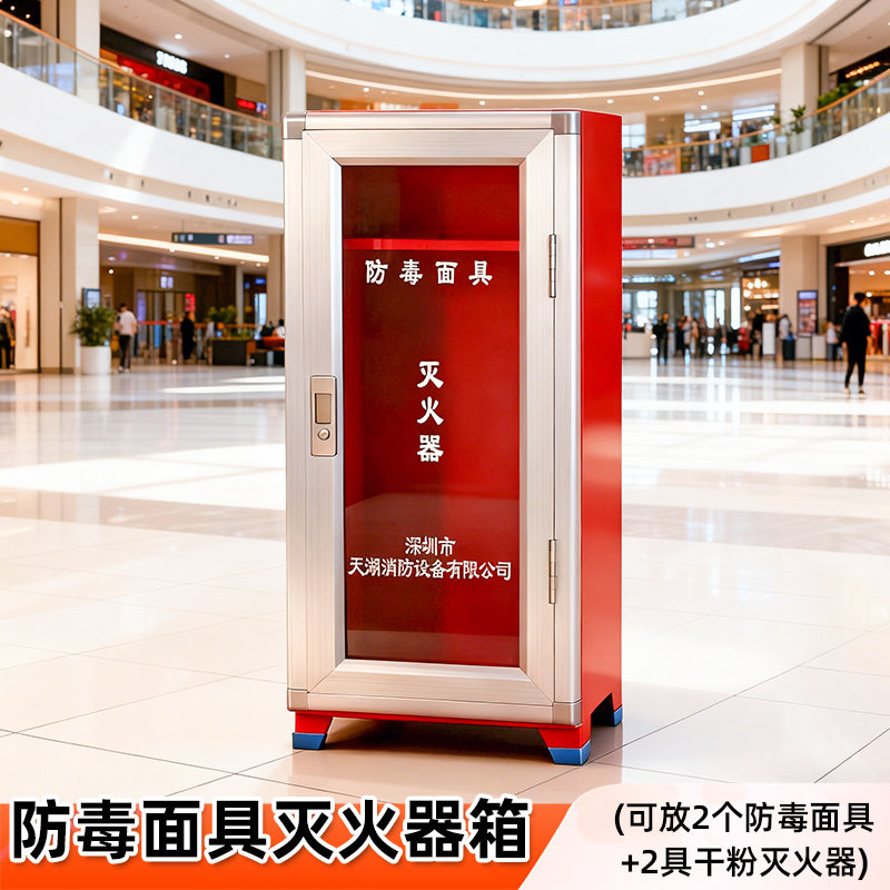 灭火器防毒面具箱 商铺超市专用消防器材套装 干粉4KG箱子2只装