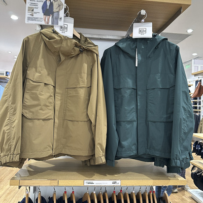 日单男装女装防风登山服连帽宽松防水工装外套夹克户外休闲478231