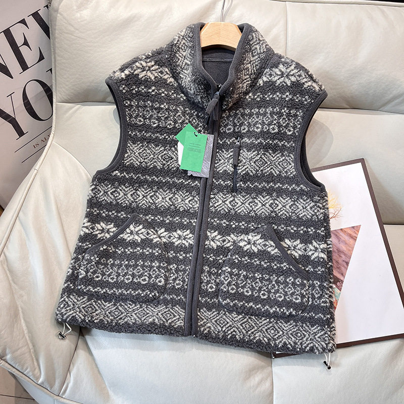 户外山系！慵懒风费尔岛羊羔毛马甲西部卷叶纹摇粒绒保暖背心外套,男装,常规马甲,淘宝优惠券,粉丝福利购,淘宝优惠卷