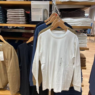 日系 柔软圆领体T恤！情侣款休闲长袖打底衫上衣25秋冬新款479783