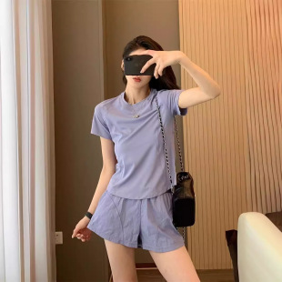 休闲时尚 短裤 运动套装 T恤 跑步健身夏女 速干透气休闲短袖 国内款