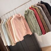 日系秋冬新柔软亲肤毛绒质感立领长绒摇粒绒保暖茄克短外套479611