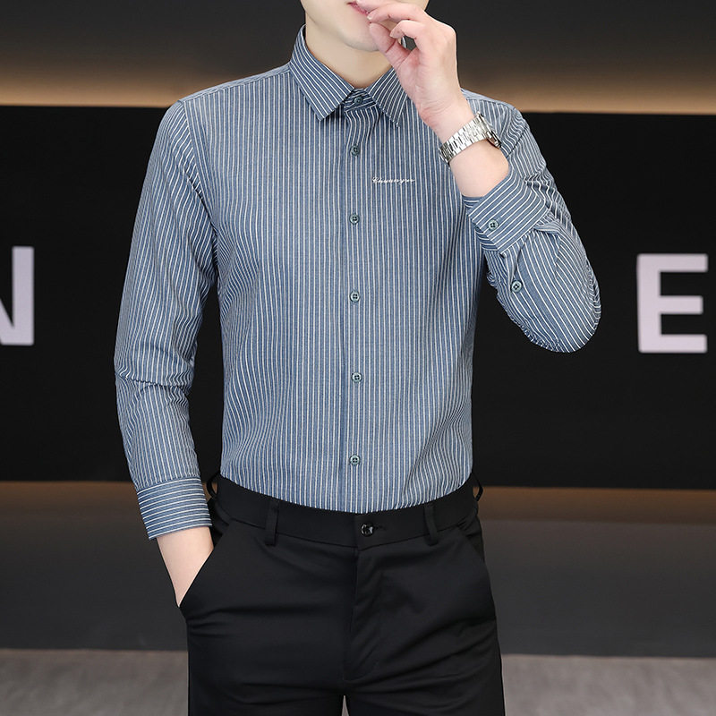 主推款！2026年春秋辛苦时尚衬衣竹纤维刺绣条纹长袖商务休闲衬衫,男装,衬衫,淘宝优惠券,粉丝福利购,淘宝优惠卷