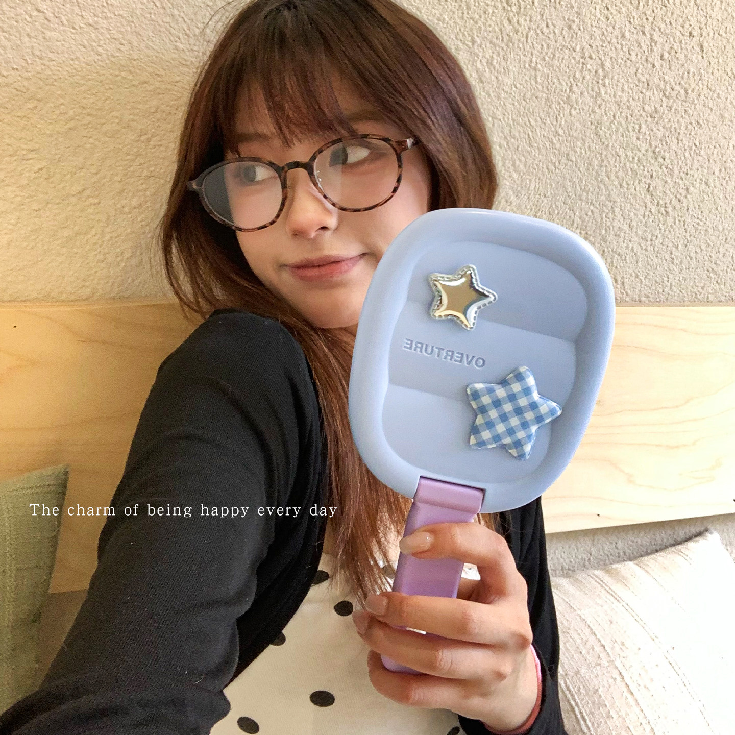 高颜值手持化妆镜子ins风随身便携补妆小镜子桌面可立宿舍美妆镜