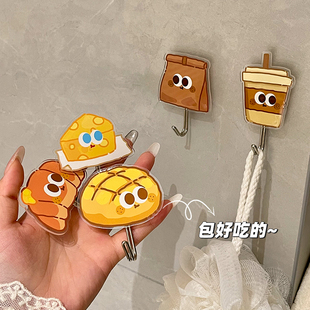 趣味厨房挂钩免打孔粘贴式浴室无痕粘钩卫生间可爱擦手巾门后粘钩
