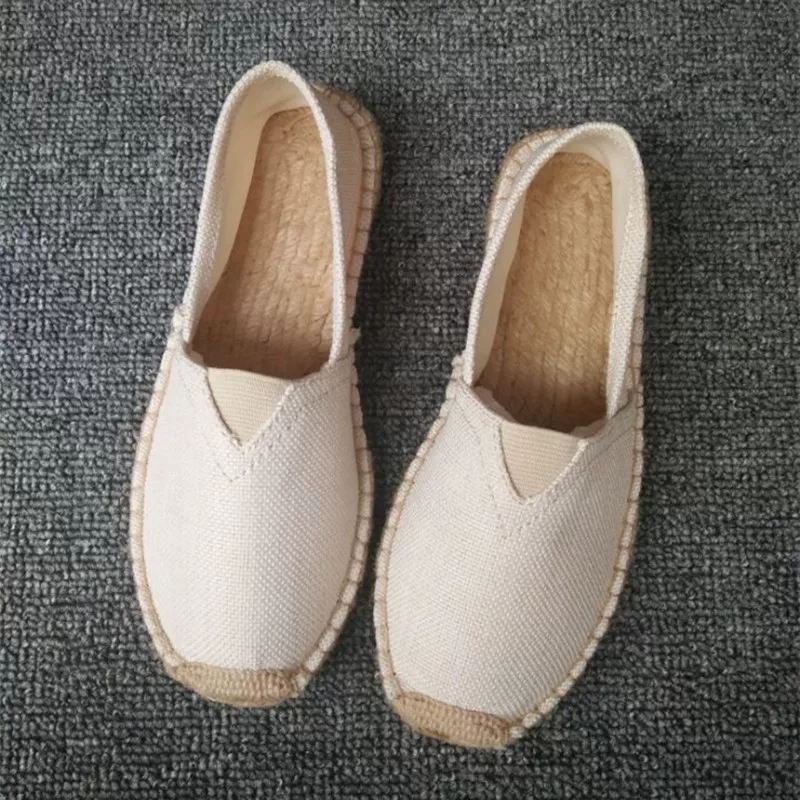 Обувь для отдыха, ленивые легко handmade лён рыбацкие туфли