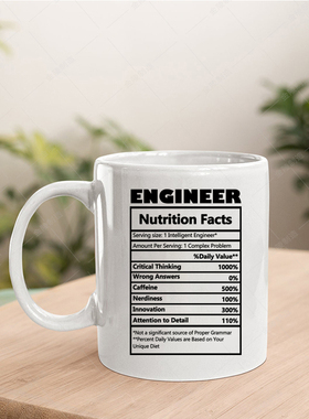 Engineer工程师设计师建筑杯子礼物创意营养标签咖啡马克杯子礼物