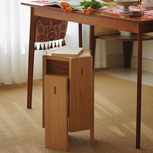 北欧白蜡木六角凳子实木可叠放沙发边几家用客厅梳妆凳咖啡凳方凳