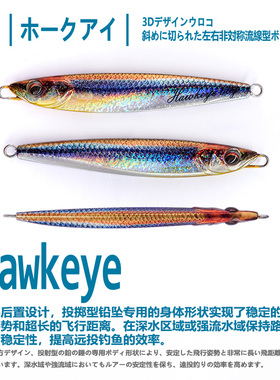 日本TK铁板HAWKEYE路亚假饵3D仿生鲅鱼海钓淡水岸投40/60克铁板