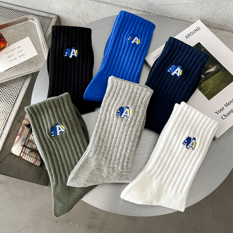 韩货2025新款男士袜子纯棉抗菌防臭秋冬款吸汗透气女生运动长筒袜